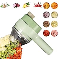 4 in 1 Portable Electric Vegetable Cutter Set,Wireless Food Processor for Garlic Pepper Chili Onion Celery Ginger Meat with Brush