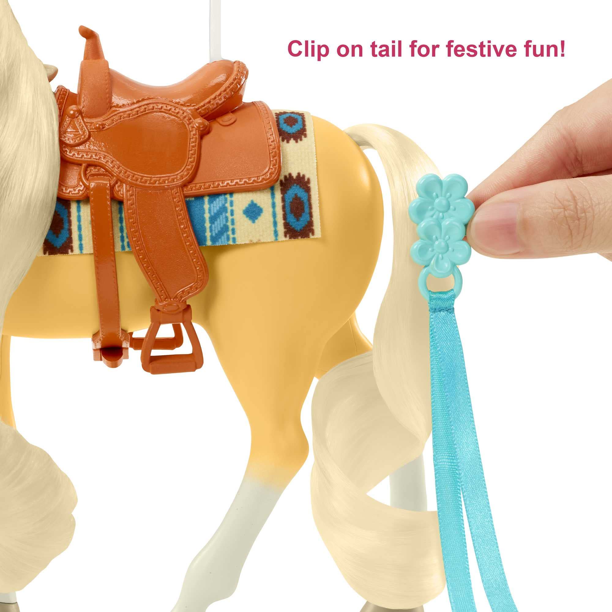 Mattel Spirit Untamed Miradero Festival Styling Chica Linda Horse (8-in) with Long Mane and Tail & Hair Play Accessories, Great Gift for Ages 3 Years Old & Up