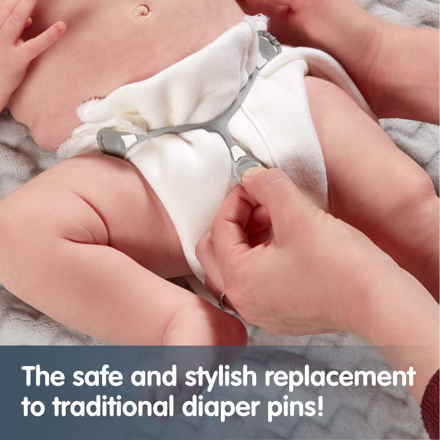 Snappi Cloth Diaper Fasteners - Replaces Diaper Pins - Use with Cloth Prefolds and Cloth Flatfolds 3 Count (Pack of 1)