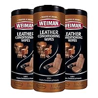 Weiman Leather Wipes - 3 Pack - Clean, Condition, Ultra Violet Protection Help Prevent Cracking or Fading of Leather Furniture, Car Seats and Interior, Shoes