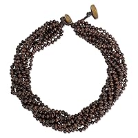 NOVICA Artisan Handmade Wood Torsade Necklace Brown Beaded Jewelry Upcycled Thailand Eco Friendly Nature 'Sukhothai Belle'
