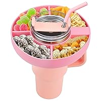 Snack Bowl for Stanley 30 oz Tumbler with Handle Reusable Silicone Snack Tray for Stanley Cup Holder Stanley Cup Accessories Silicone Snack Ring Suitable for Car Cup Holder Cinema Home Outdoor(Pink)