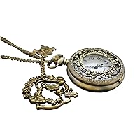 Alice in Wonderland- Alice Pocket Watch Necklace,with Antique Brass Rabbit,teapot Cat Pendant