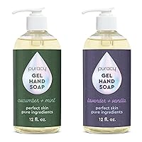 Puracy Organic Hand Soap, For the Professional Hand Washers We've All Become, Natural Gel Hand Soap, 12oz, Lavender and Vanilla, Cucumber and Mint Bundle