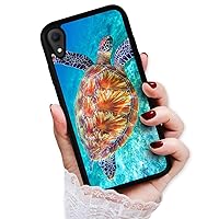 for iPhone XR, Art Design Soft Back Case Phone Cover, HOT12892 Blue Sea Turtle 12892