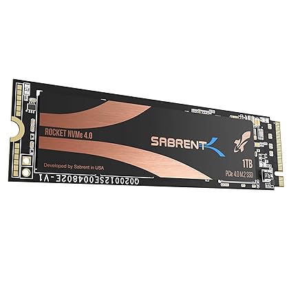 SABRENT 1TB Rocket Nvme PCIe 4.0 M.2 2280 Internal SSD Maximum Performance Solid State Drive (Latest Version) (SB-ROCKET-NVMe4-1TB).