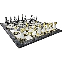 Luxury Aesthetic Chess Set, XL Chess Pieces Handmade Chess Game with Premium Quality Metal Chess Pieces and Wooden Chess Board 16