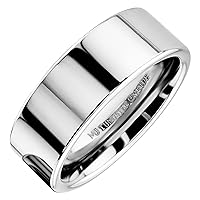 MJ Metals Jewelry 3, 4, 6, or 8mm Flat Pipe Cut Tungsten Carbide Mirror Polished Ring Band
