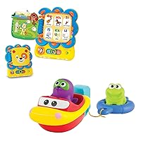 KiddoLab Words and ABC Learning with Chapa The Lion Alphabet Sound Book & Pull and Go Bath Boat Toys - Interactive Education & Bathtub Play for Toddlers 1-3 Years Old.