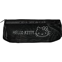 Sanrio Hello Kitty Accessories Cosmetic Mesh Nylon Polyester Pencil Case Bag Pouch Zipper Case Bag with Gusset 21×6×3.5cm Stationary (Simple)