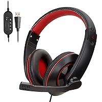 PC Gaming Headset, 7.1 Surround Sound, Adjustable Bass,Lightweight Computer Headset with Microphone Noise Cancelling, Wired Headphones, Business Headset for PC, PS4, PS5, Xbox One, Switch