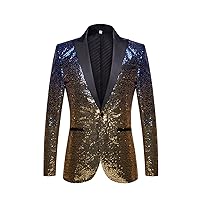 Men's Gradual Singer Stage Suit Daily Wedding Prom Party Sequin Blazers Fashion Change Color Nightclub Shine Jacket