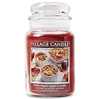 Village Candle Warm Maple Apple Crumble Large Glass Apothecary, Jar Scented Candle, 21.25 oz