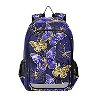 ALAZA Purple and Gold Butterfly Laptop Backpack Purse for Women Men Travel Bag Casual Daypack with Compartment & Multiple Pockets