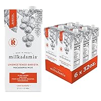 milkadamia Macadamia Milk - Unsweetened Barista - 32 Fl Oz (Pack of 6) - Lactose Free Milk, Vegan Shelf Stable Milk, Plant Based Non Dairy Milk, Organic Dairy Free Macadamia Nut Milk