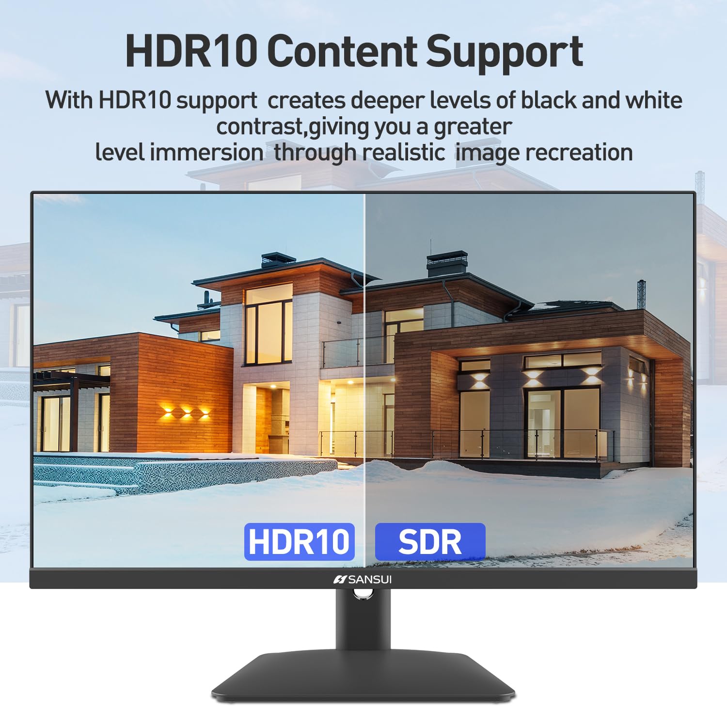SANSUI Monitor 24 inch IPS FHD 1080P 75HZ HDR10 Computer Monitor with HDMI,VGA,DP Ports Frameless/Eye Care/Ergonomic Tilt/Speakers Built-in(ES-24X5A HDMI Cable Included)