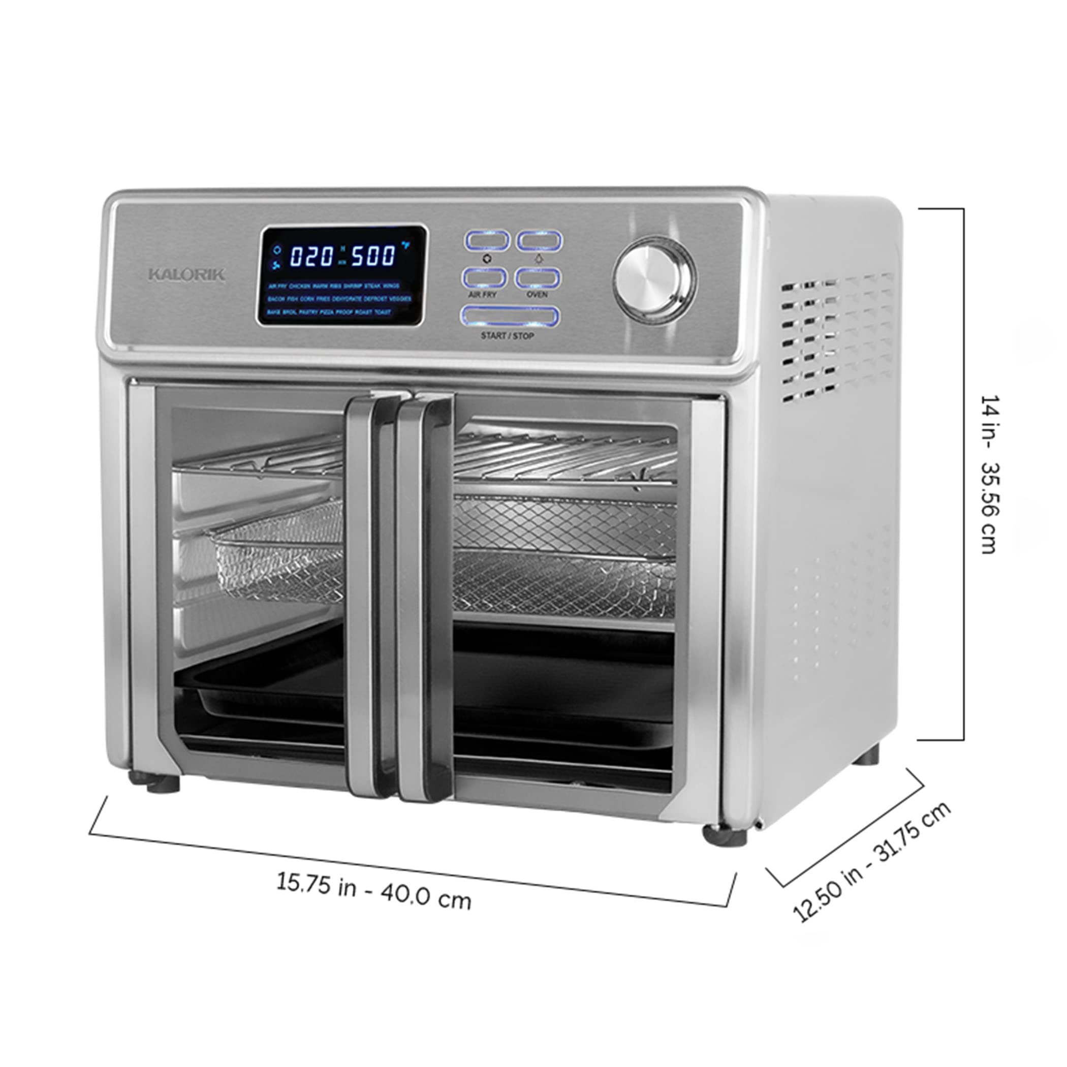 Kalorik® MAXX® Digital Air Fryer Oven, 26 Quart, 10-in-1 Countertop Toaster Oven & Air Fryer Combo-21 Presets up to 500 degrees, Includes 9 Accessories & Cookbook