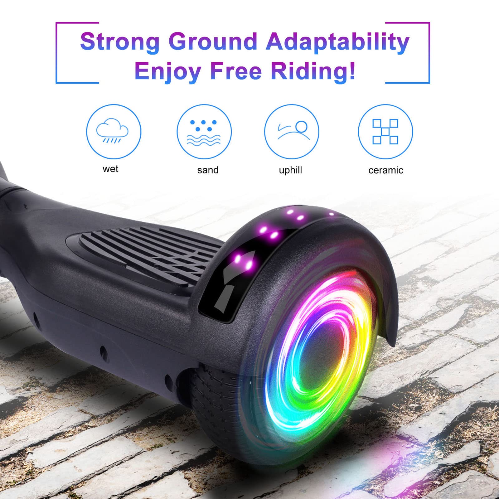 SISIGAD Hoverboard for Kids Ages 6-12, with Built-in Bluetooth Speaker and 6.5
