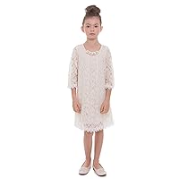MGD Stylish Lace Flower Girl Dress with Pearl Necklace