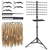120-Peg Braiding Hair Rack Standing, with Salon Tray Hair Extension Holder Hanger, Hair Divider Rack for Braiding Hair Separator Stand, Hair Braiding Rack Display Stand for Hairstylist Braiders, Black