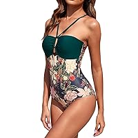 Generic Womens Bathing Suit Womens Black One Piece Swimsuit Mom Swimsuits for Women Tummy Control Black Swimsuit One Piece One Piece Swim Color Block Swimsuits for Women Swimsuits Green L
