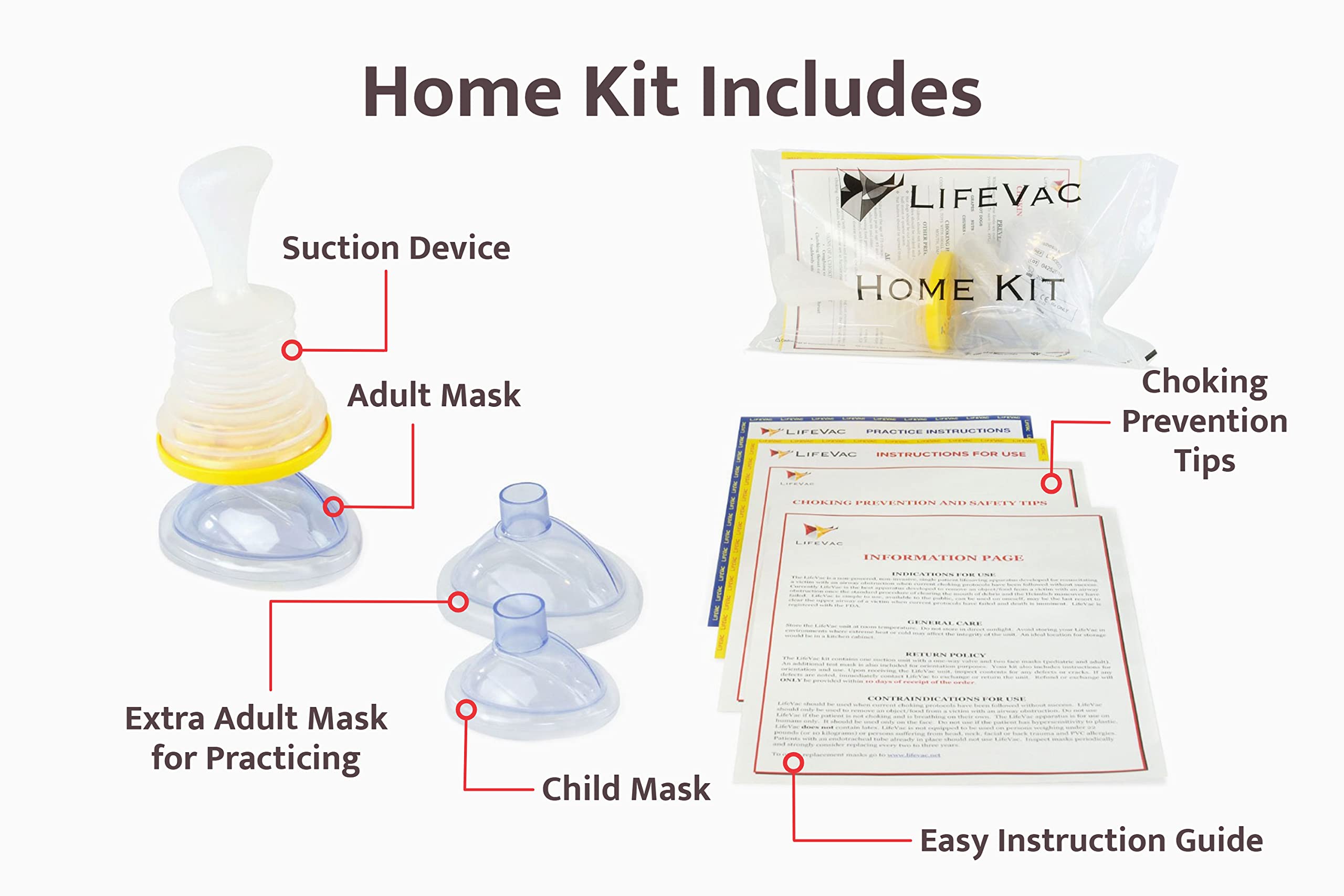 LifeVac Choking Rescue Device for Kids and Adults | Portable Airway Assist Device | First Aid Choking Device for Kids and Adults | Home Kit