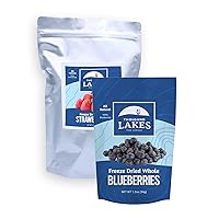 Thousand Lakes Freeze Dried Strawberries and Blueberries - 100% Sliced Strawberries 5 oz and Whole Blueberries 1.2 oz