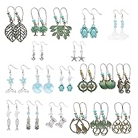 SUNNYCLUE 2 Box DIY 19 Pairs Bohemian Style Earrings Making Kit Summer Starfish Turtle Charms Beads Fans Love Jewelry Making Kits