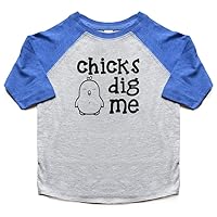 Chicks Dig Me Toddler Boy Raglan Shirt - Easter Baby Bodysuit Boy Kids Funny Tee