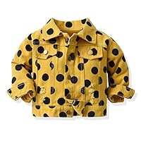 Kids Baby Boy Girl Denim Jeans Jacket Polka Dot Printed Checkerboard Ripped Button Down Coat Outerwear