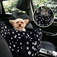 Cullaby Center Console Dog Car Seat Small Under 15 lbs, Dog Console car seat for Small Dogs Middle (Black)
