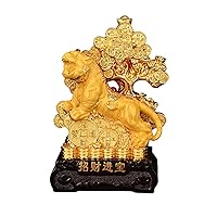 Buddha Statue Ornaments Zodiac Tiger and Fortune Tree Sculpture Office Desktop Decorations Lucky Geomantic Omen Ornaments Gifts