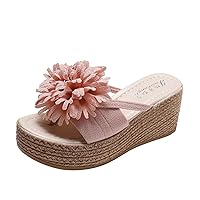 Women Two Band Sandal Cork Footbed Low-Chunk Pump Sandals Slingback Sandal Adjustable Ankle Strap Summer Cloud Slippers for Women