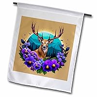 3dRose White-tailed Illinois Deer With Violets Colored Tattoo Art - Flags (fl-384696-2)
