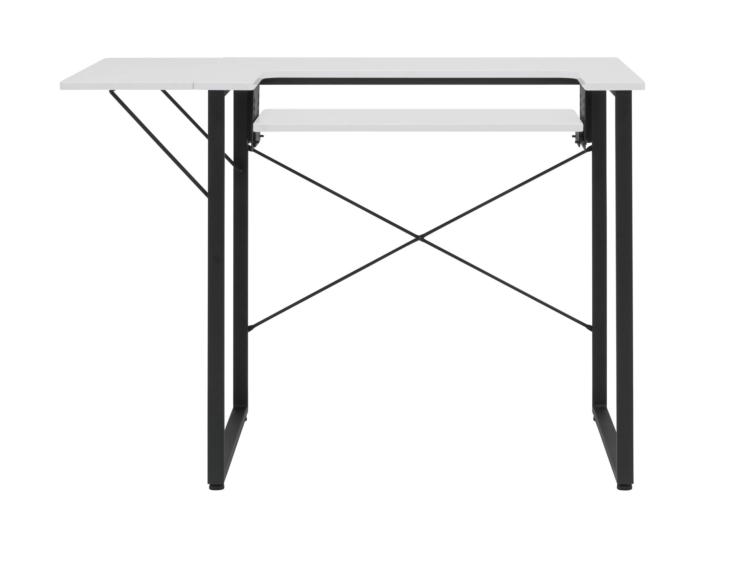 Sew Ready Dart Wood/Metal Multipurpose Machine Table Workstation Desk with Folding Top for Crafts, Sewing, Computers, Laptops, Games, Black Graphite/White 23D x 41W x 30H in