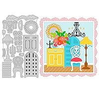 GLOBLELAND 1Sheet Metal Classic Furniture Cut Dies Flower Light Embossing Template Cabinet Die Cuts for Card Scrapbooking and Die Sets for Card DIY Craft