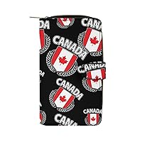 Maple Leaf Canada Flag Funny RFID Blocking Wallet Slim Clutch Organizer Purse with Credit Card Slots for Men and Women