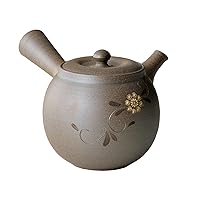 Tokoname Pottery : FLOWER - Japanese Kyusu tea pot 300cc Ceramic fine mesh net [Standard ship by EMS: with Tracking & Insurance]