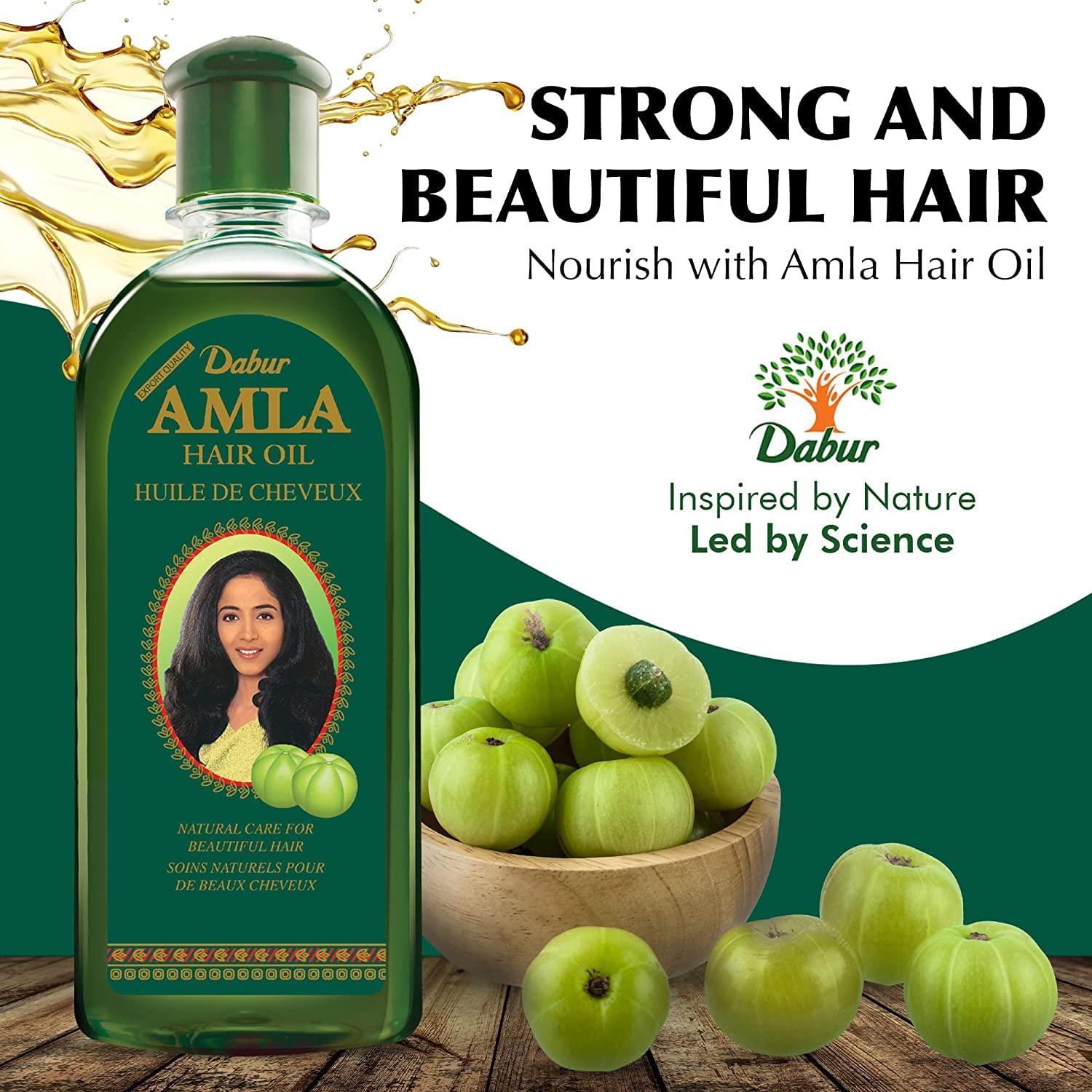 Dabur Amla Hair Oil 500ml, 100 Percent Natural Amla Oil, Enhances Healthy Hair Growth, Nourishes the Scalp and moisturizes the Hair, Authentic and Premium Quality Indian Gooseberry Hair Oil for Adults