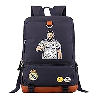 Football Star Rucksack Benzema Graphic Backpack-Lightweight Laptop Bag Real Madrid Large Capacity Daypack