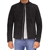 Blingsoul Brown Suede Jacket Men - Black Real Lambskin Leather Jacket for Men