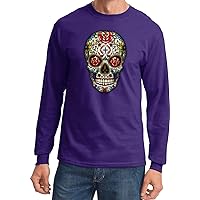 Halloween T-Shirt Sugar Skull with Roses Long Sleeve