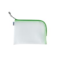 Herma 20010 Zip Toiletry Bag A5, Transparent (26 x 20 cm) Small Zippered Travel Pouch for Cosmetics, Liquids, Make-up, Toothbrush, Clear Cosmetic Bag with Zipper in Green