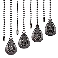 Ceiling Fan Pull Chains - 4 Pieces Bronze Extension Fan Lighting Fan Lamp Pull Chain with 3mm Diameter Ball Fan Chain Connector (Black Copper)