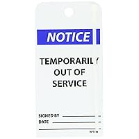 NMC OSHA Notice Temporarily Out of Service Tag, Pack of 25, Double-Sided, 6