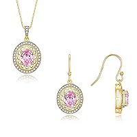 Matching Jewelry Set 14K Yellow Gold Princess Diana Inspired: Ring & Pendant Necklace with 18
