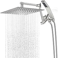 All Metal 10 Inch Rainfall Shower Head with Handheld Spray Combo| 3 Settings Diverter|Adjustable Extension Arm with Lock Joints |71 Inches Stainless Steel Hose (brushed nickel)