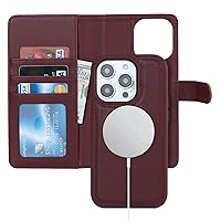 Ｈａｖａｙａ for iPhone 14 pro max Phone case Wallet for Women iPhone 14 pro max Wallet case Magsafe Compatible with Card Holder flip Folio Detachable Magnetic Leather Phone Cover-Wine Red