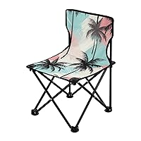 Pink Palm Trees Folding Portable Camping Chairs for Women and Men Lightweight Travel Chairs Ergonomically Designed Lawn Chair for Outdoor Cooking Picnic Camp Travel Beach