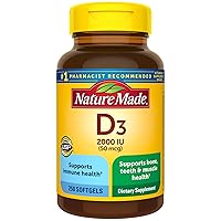 Vitamin D3 2000 IU (50 mcg), Dietary Supplement for Bone, Teeth, Muscle and Immune Health Support, 250 Softgels, 250 Day Supply
